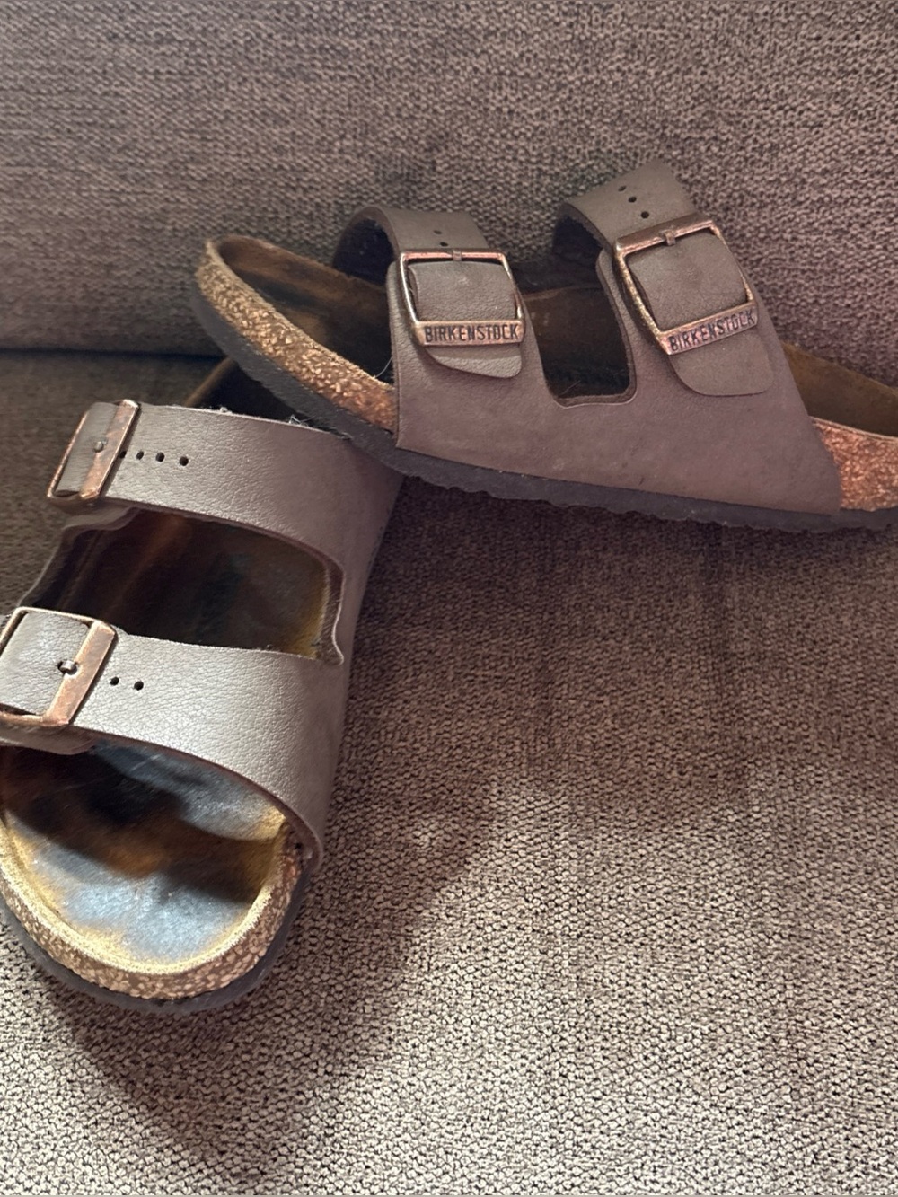 Birkenstock Arizona Sandals Kids US 12 Brown Leather Open Toe Slip On Slide